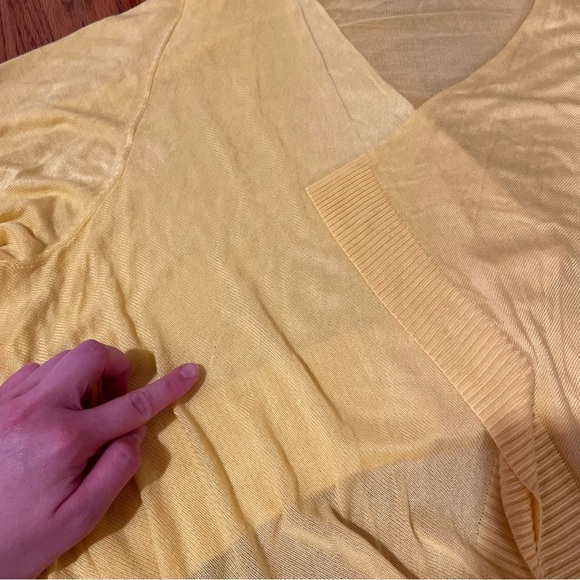 LANE BRYANT Plus Size Bright Yellow Open Drape Front Waterfall Cardigan Sweater - Picture 15 of 15